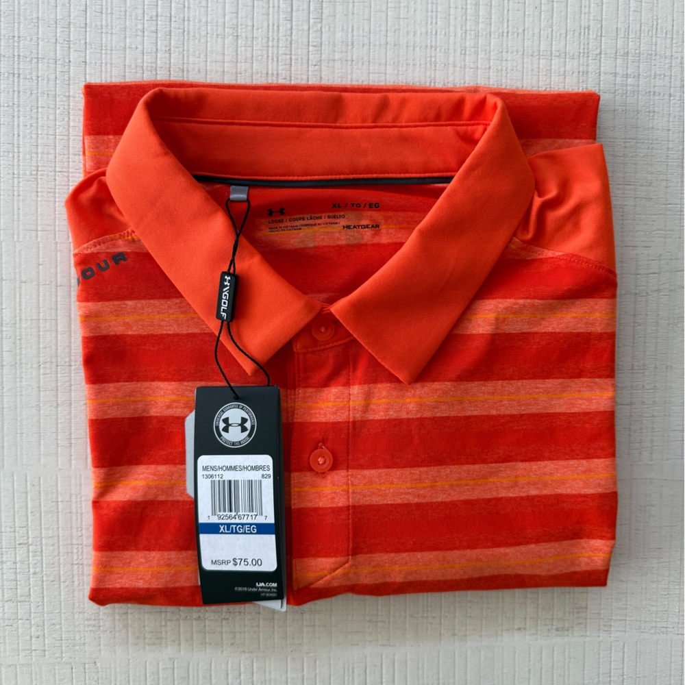 Under Armour Orange Striped Polo Shirt